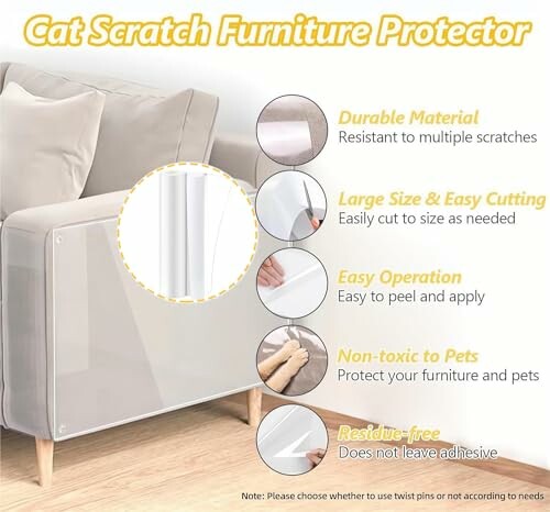 Cat scratch furniture protector with features listed.