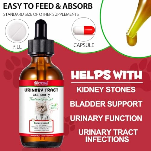 Cat urinary tract supplement for kidney stones and bladder support.