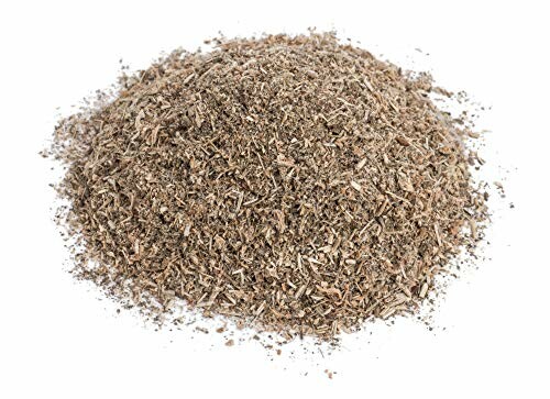 Pile of dried herbs on white background.