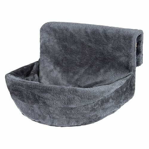 Gray plush cat hammock for wall