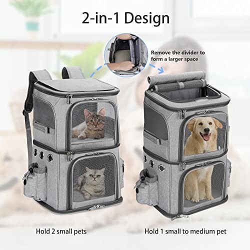 FASNATI Double-Compartment Pet Carrier Backpack