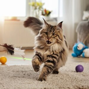 maine coon cat playing