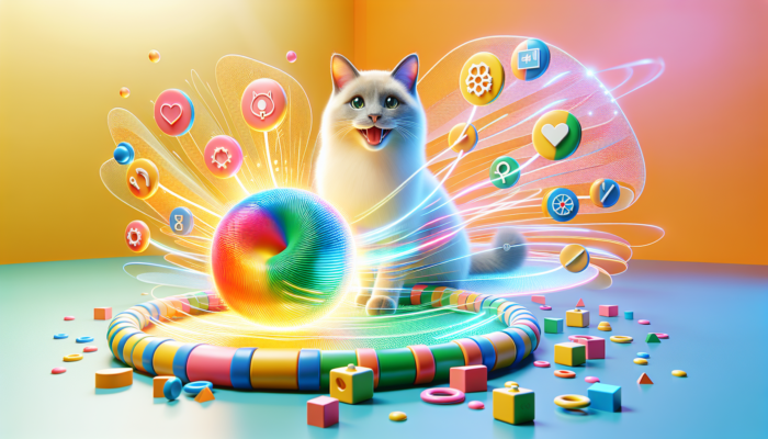 A vibrant, durable cat toy with safe, non-toxic materials and smooth edges, designed for energetic play.